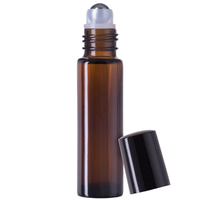 Flacon en verre ambré givré avec bille roll-on pour parfum et huile essentielle