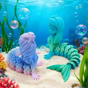 Vashine Figurine d'action personnalisée imprimée en <span class=keywords><strong>3D</strong></span>, Sirène colorée en PLA, Jouet, Ornements de maison, Articulations mobiles, Sirène des mers, Animaux écologiques - Product Image 1