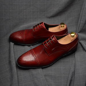 Chaussures en cuir imperméables d'automne de mariage d'affaires de style Oxford faites à la main de haute qualité pour hommes avec lacets en cuir - Product Image 6
