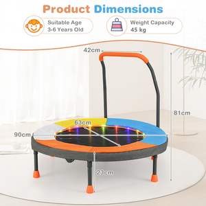 Mini trampoline pliable de fitness avec lumières LED colorées, trampoline extérieur et petit trampoline à sangles pour enfants et adultes - Product Image 4