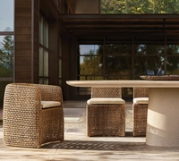 GEMINI Nouvelle Arrivée Ensemble de Jardin Moderne pour Patio Extérieur, Fauteuil de Salle à Manger en Rotin Tressé Artisanal Résistant aux Intempéries