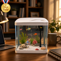 Aquarium rectangulaire en verre avec couvercle 5L pour poissons rouges, tortues et petits poissons – Idéal pour le salon