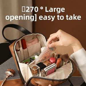 Wholesale Waterproof Portable <b>Zipper</b> <b>Storage</b> <b>Bag</b> PU Leather Makeup Organizer <b>Bag</b> Travel Cosmetics Toiletry Pouch <b>Bag</b> - Product Image 4