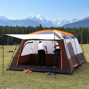 Tente de camping extérieure 2,2*3,2m en tissu Oxford, quatre saisons, 5-8 personnes, cabane Tante, deux chambres et salon, grande tente - Product Image 1