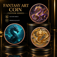 Pièce de monnaie en cuivre pur 999 de 5 oz, série Dragon Western personnalisée, relief 3D, couleur UV, médaille d'art de collection, pièces de monnaie originales