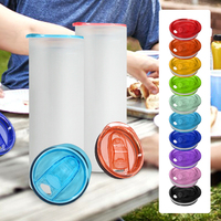 Lot de 40 couvercles de rechange étanches en plastique coloré pour gobelets skinny de 20 oz (590 ml) – 10 couleurs assorties