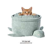 Lit pour animaux de compagnie en forme de tortue de mer, en velours côtelé doux, confortable, nid de sommeil pour chat