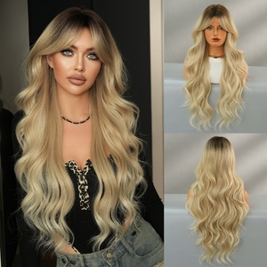 Parrucche sintetiche multicolori di colore lungo ricci e iridescenti per le donne festa quotidiana Cosplay <span class=keywords><strong>capelli</strong></span> resistenti al calore con frangia - Product Image 2