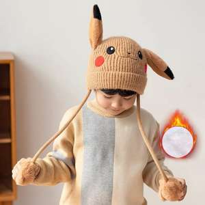 Berretto Invernale con Orecchie di Coniglio Mobili, Caldo e Morbido, Cappello Animale Lavorato a Maglia, Berretto <span class=keywords><strong>Pikachu</strong></span> Fatto a Mano per Bambini - Product Image 3