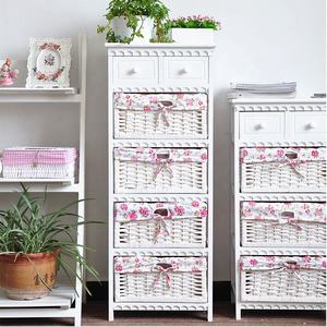 سلة صفصاف الأبيض المنزل فنتوري خزانة مع الخوص الأدراج - Product Image 1