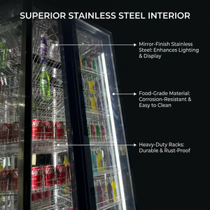 <span class=keywords><strong>Réfrigérateur</strong></span> à boissons vertical à double porte vitrée, cadre en alliage d'aluminium, largeur 600 mm, 4 étagères, affichage LED, <span class=keywords><strong>réfrigérateur</strong></span> numérique - Product Image 3
