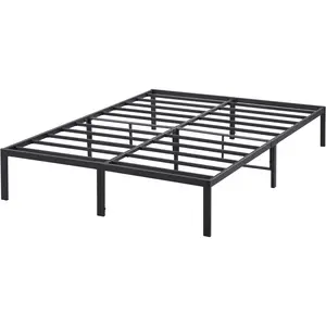 14 Inch Hoge T-2000 Stalen Lat, Antislip Middensteun, Geen Boxspring Nodig, Eenvoudige Montage, Dubbel Xl Formaat Bedframe, Zwart