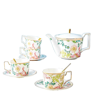 Service à thé en porcelaine fine de luxe minimaliste pour la rentrée scolaire, idéal pour le thé de l'après-midi ou comme cadeau, avec tasses à café - Product Image 1