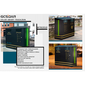 Contenedor de Basura Inteligente Solar Public GCSOAR WYB2010 con Sensor de Movimiento Automático en la Tapa, Sistema de Compactación y Alerta de Capacidad - Product Image 3