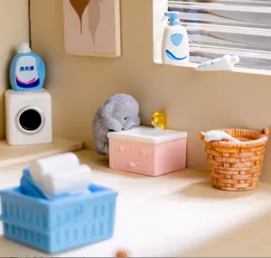 Personalizado DIY casa de muñecas divertido lindo mini baño Baño juguetes de baño para niños bebés niños pequeños 1-3 años 1 2 3 4 años jugando