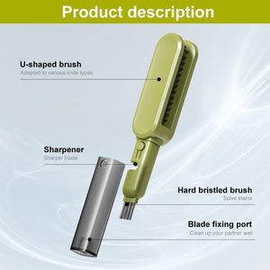 Lame de brosse à poussière multifonctionnelle 3 en 1 avec affûteur à poils rigides Brosse compacte pour nettoyer la cuisine - Product Image 4