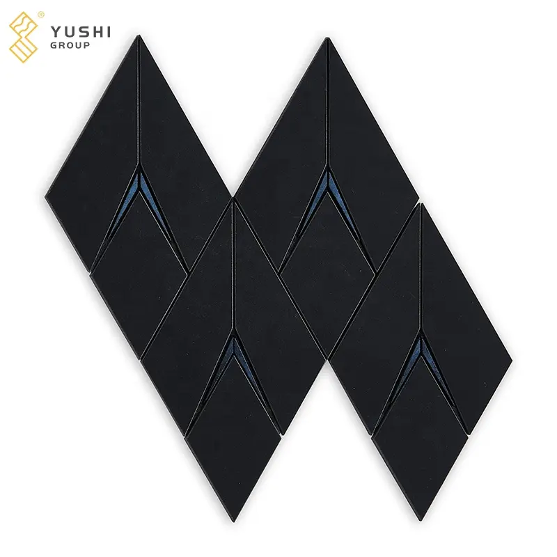 Yushi Group Marble Onyx Black + Glass para pisos de hotel azulejo mosaico de mármol