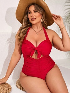 Büyük Beden Kadınlar İçin Yüksek Bel Tek Renk Mayo Büyük Göğüslü Kadınlar İçin Mayo L-4XL Büyük Beden <span class=keywords><strong>Bikini</strong></span> - Product Image 5