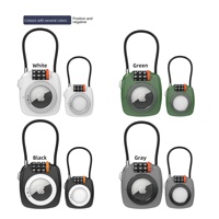 Étui de protection antichute en alliage de zinc durable pour Apple AirTag, entièrement recouvert, avec verrouillage par code 1S, pour bagages et cartable, finition polie AJF Noir