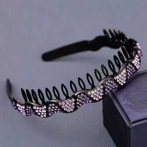 Diadema de Pelo con Pedrería Colorida para Niñas, Diadema con Diamantes Brillantes para <span class=keywords><strong>Adolescentes</strong></span>, Diseño de Ondas, Peine para el Cabello Antideslizante para <span class=keywords><strong>Maquillaje</strong></span> - Product Image 1