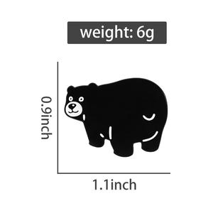 Minimalistische berenpin zwart-wit stijl schattig cartoonbeer omtrekontwerp voor liefhebbers van eenvoudige stijl rugzak kleding cadeau - Product Image 6