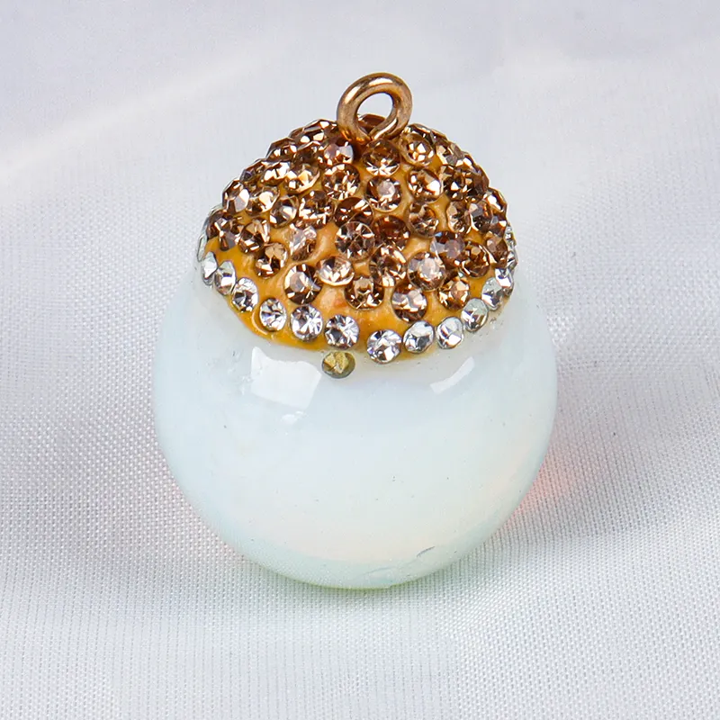 Diamant Jade Pierre Semi-Précieuse Perle Ornements Cristal Artisanat Boule De Guérison Pendentif Bijoux De Mode Charmes pour Faveurs De Mariage