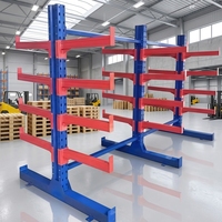 Étagère cantilever robuste à simple face en acier thermolaqué, rayonnage sélectif pour palettes, pour stockage en entrepôt