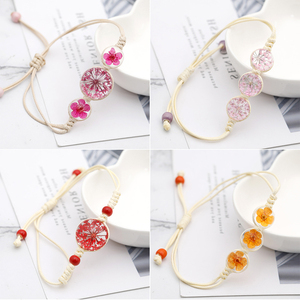 Nuovo Fatto A Mano <span class=keywords><strong>Bracciali</strong></span> di Fiori Secchi di Vetro Dei Monili della Sfera Del Tessuto Regolabile Ragazze Boho Braccialetto Con Fiore Secco - Product Image 3