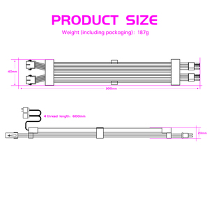 Selección de múltiples especificaciones 2 * 8pin rgb argb psu extended Line <span class=keywords><strong>GPU</strong></span> computadora RGB LED LIGHT extended Power Line - Product Image 6
