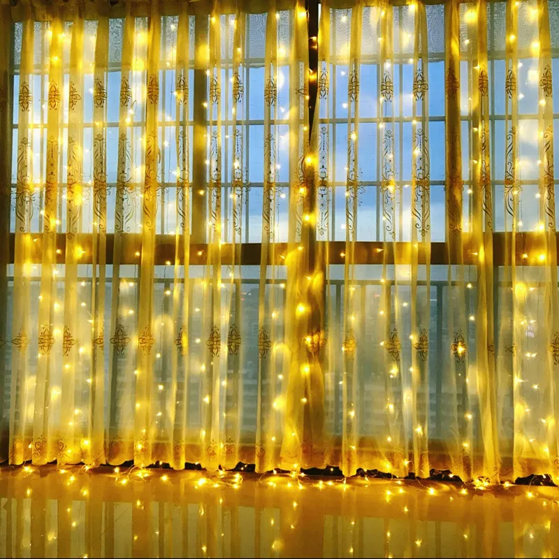 Twinkle Garland 4*2m 260LED 8 Modes Fairy Window Curtain String Light for Bedroom Wedding Party Home Garden Decorations