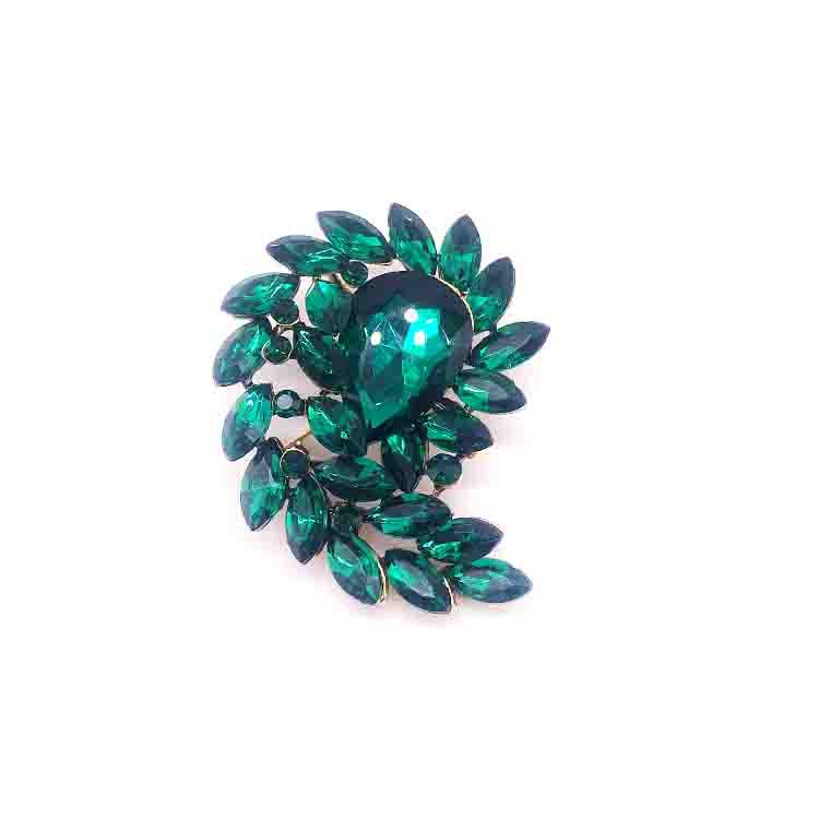 Spilla A Goccia In Zirconia Cubica, Cristalli Trasparenti E Bianchi, Placcato Argento, Rame, 4,9 X 3,5 Cm