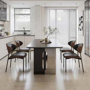 Juego de <span class=keywords><strong>Mesa</strong></span> y <span class=keywords><strong>Sillas</strong></span> de Comedor de Estilo Italiano Minimalista, de Madera Maciza y Losa de Piedra, Estilo Retro, para Apartamentos Pequeños y Restaurantes - Product Image 3