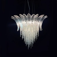 Lustre européen rétro de luxe en cristal Lampes à suspension à lame d'inspiration Murano simples pour salon ou restaurant