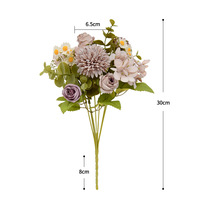 Kunstzijde Bloemenboeket Bruidsdecoratie Kathedraalstijl Bruidsboeket Handgebonden Roos Madeliefje Chrysanthemum Oranje