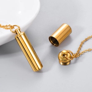 Pendentif Cylindre Urne Funéraire en Acier Inoxydable pour Cendres, Collier Commémoratif, Bijou, 3 Couleurs - Product Image 4