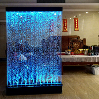 Panneau mural moderne en acrylique à bulles d'eau, mobile, autoportant, transparent, séparateur de pièce, lumières LED à changement de couleur pour l'intérieur de la maison