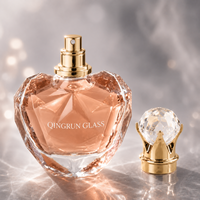 Flacon de parfum en verre vide en forme de cœur avec bouchon couronne facetté pour l'emballage de parfums