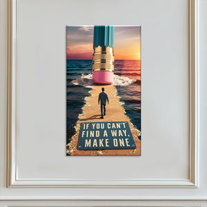 Quadro su tela con citazione ispiratrice - Dipinto a spruzzo con la frase: «Se non trovi un modo» - <span class=keywords><strong>Arte</strong></span> per decorazione da parete per ufficio e casa - Product Image 4