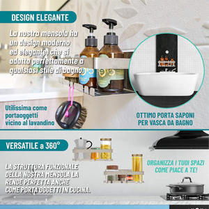 Estante de Almacenamiento para Baño <span class=keywords><strong>sin</strong></span> Taladrar y Posibilidad de Fijación con <span class=keywords><strong>Tornillos</strong></span> Estante de Ducha de Acero Inoxidable Plata 23*8,5*10CM - Product Image 6