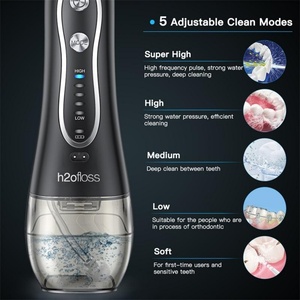 Hydropulseur intelligent sans fil électrique, irrigateur buccal étanche avec 6 têtes de buses et 2 brosses - Product Image 5