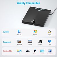 Drive DVD Eksternal 7-In-1 USB 3.0 Tipe-c CD DVD Burner Writer Drive Portabel Pembaca Kartu SD/TF untuk Laptop Desktop Windows MacOS