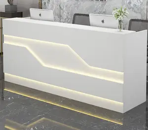 Arredo per ufficio di Design moderno in legno per ufficio bancone anteriore in legno reception tavolo da ricevimento a forma di scrivania da ufficio