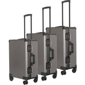 All Aluminum Trolley Luggage 2020 New design Perfect Custom Spinner Suitcase Trolley Travel Black alu koffer