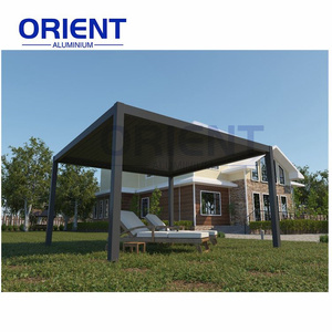 Auvent de gazebo de <span class=keywords><strong>pergola</strong></span> à persiennes motorisé en aluminium autoportant extérieur populaire avec porte coulissante en verre rideaux roulants <span class=keywords><strong>pour</strong></span> patio - Product Image 6