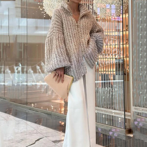<span class=keywords><strong>Cardigan</strong></span> Invernale da <span class=keywords><strong>Donna</strong></span> in Maglia <span class=keywords><strong>con</strong></span> <span class=keywords><strong>Cerniera</strong></span>, Maniche a Lanterna Ricamate a Macchina <span class=keywords><strong>con</strong></span> Paillettes, Stile Casual e alla Moda - Product Image 2