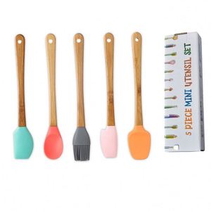 <b>Silicone</b> Mini Wood Handle Small Cake Spatula Scraper Smoother Set 5pcs - Product Image 6