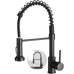 2025 nhà máy màu đen Nhà bếp Vòi Chậu tap Hot & nước lạnh 304 ống thép không gỉ kéo ra & kéo xuống gốm van Hot Bán - Product Image 1