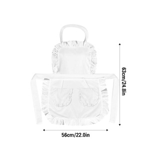Maid <strong>Apron</strong> Home Full Body Princess <strong>Apron</strong> European Style Pure <strong>White</strong> Full Body Lotus Lace Double Pockets - Product Image 6