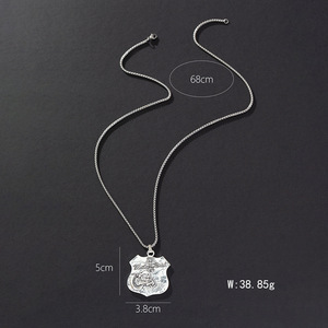 Collier pendentif Route 66 en alliage de zinc, forme bouclier, style hip-hop punk unisexe, chaîne de pull, cadeau - Product Image 2