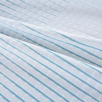 Tissu lin à rayures bleues, tissu en coton, tricot à côtes rayé